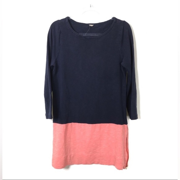 J. CREW Colorblock Knit Dress / Zip Slits / Navy & Coral - Picture 5 of 12